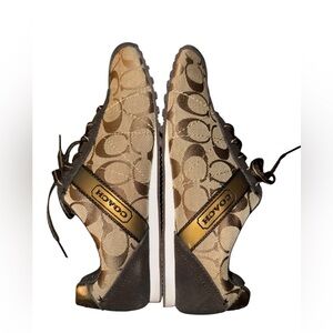 😍Y2k Coach Signature C Jacquard Sneakers Khaki Chocolate Brown Canvas Monogram